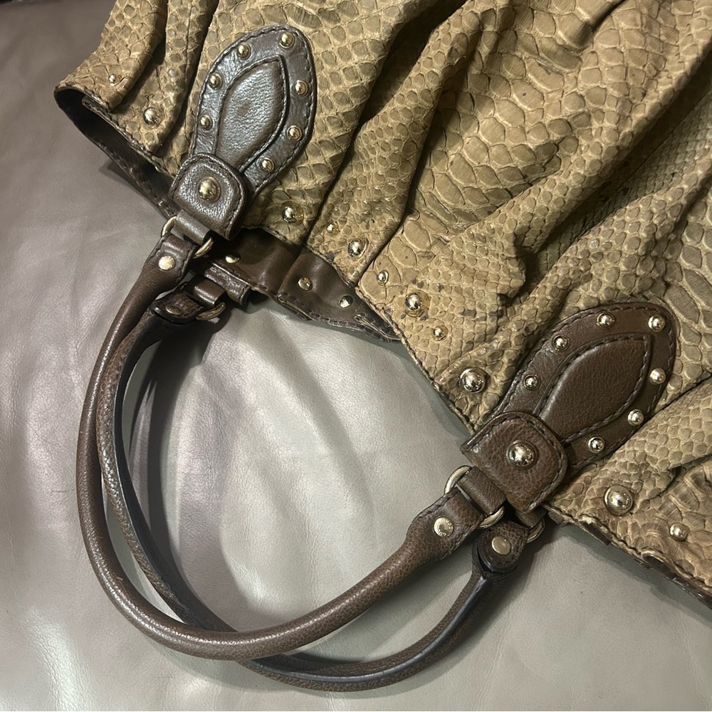 Gucci Studded Python Snake Leather Pelham Slouchy Shoulder Tote Bag Exotic Rare - Picture 14 of 16